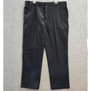 Dickies Men Pants 44x32 Black Chino Workwear Pockets High Rise Polyester Cotton